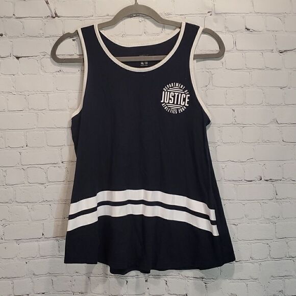 Girl's Justice Active navy blue tank top - Picture 1 of 5